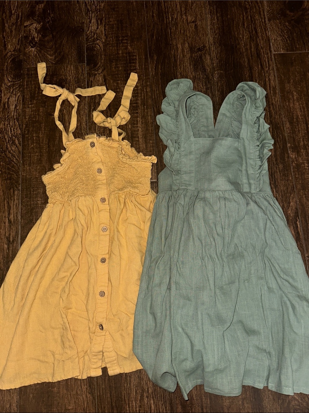Abby & Evie Girls Dress Bundle Size 4 Mustard & Sage Green